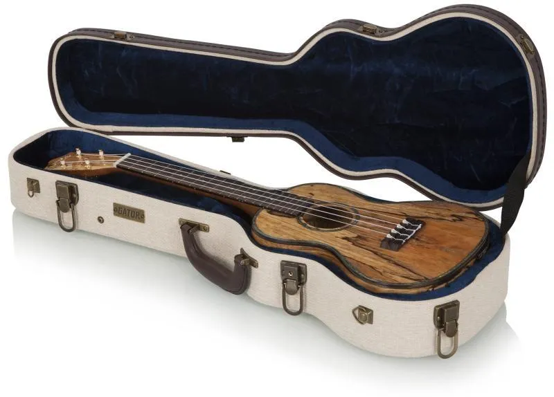 Gator tvrdý kufr pro tenor ukulele, elegantní vintage vzhled, béžový