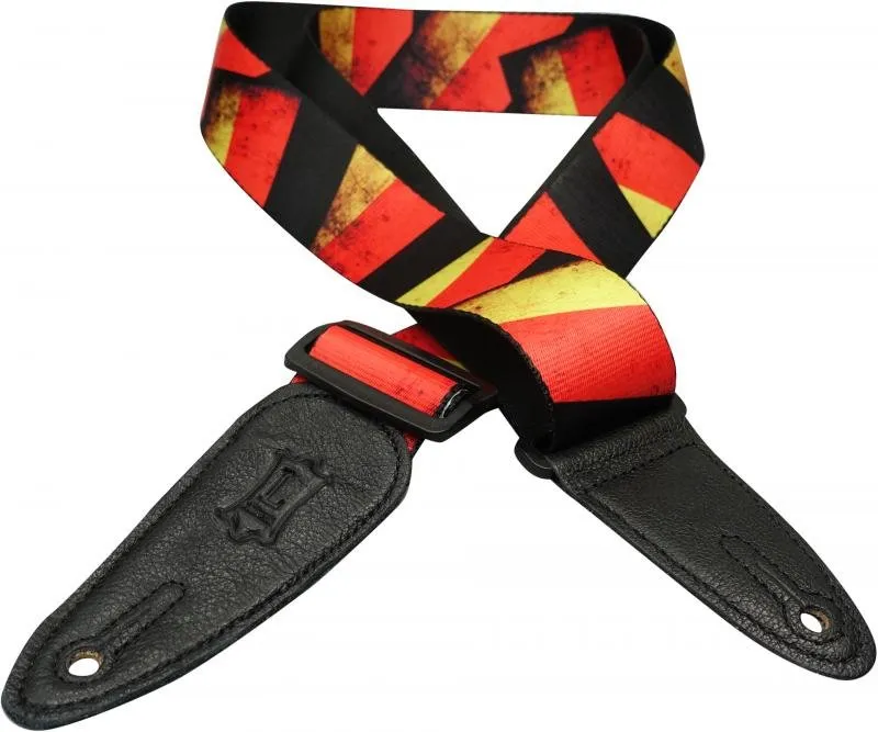 Levy's Kytarový popruh, polyester, kožené konce, národní vlajka, 5cm široký, 165cm dlouhý