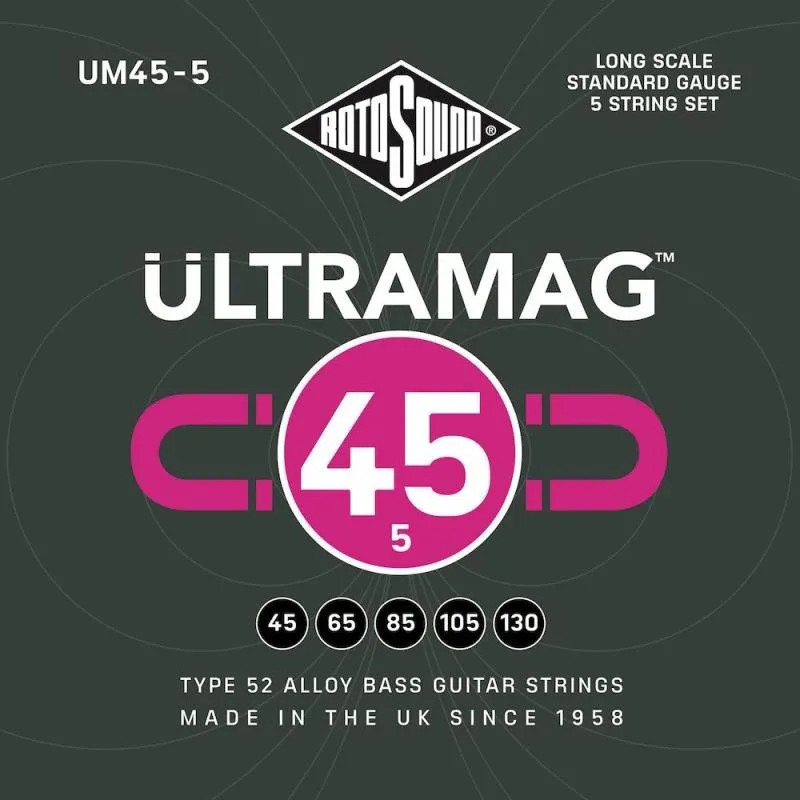 Rotosound Ultramag basové struny, 5 strun, typ 52, 45 65 85 105 130