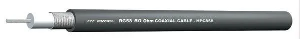 Proel Video kabel, koaxiální, jednoduché stínění, RG58, průměr 6,5mm