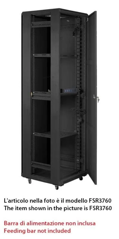 Proel Rack skříň 42U instalace, 2 zamykatelné dveře, chlazení, černá, kov, police, kolečka/fixní