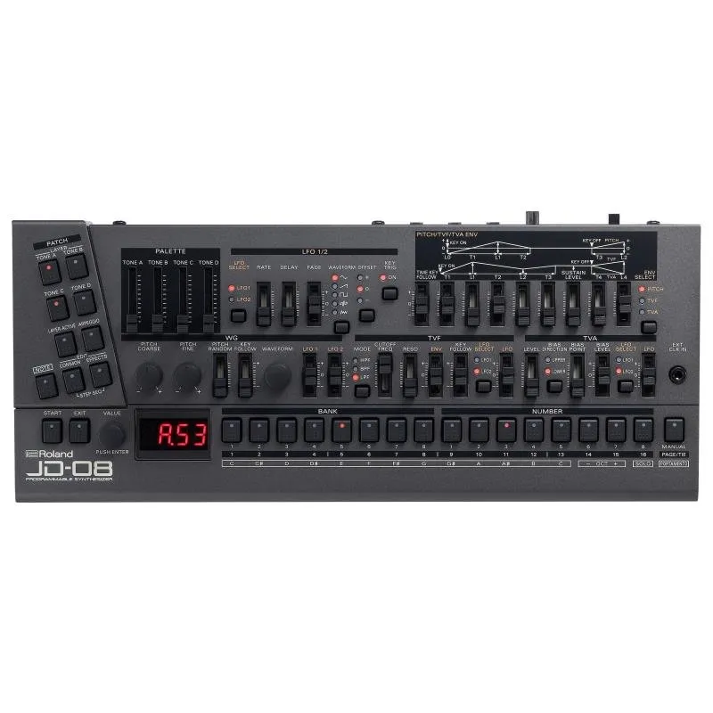 Roland syntezátor JD-800, kompaktní design, široké možnosti zvuku