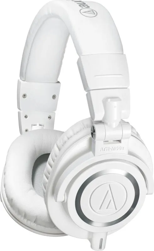 Audio-Technica uzavřené studiové sluchátka, skládací, 3 odnímatelné kabely, bílá