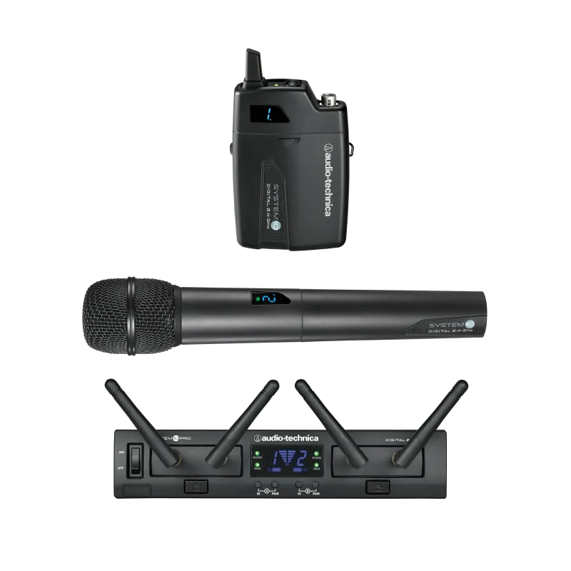 Audio-Technica bezdrátový mikrofonní systém, 2 kanály, ruční a zpevněný vysílač