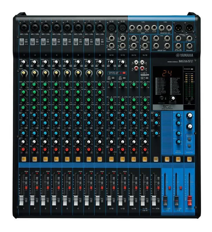 Yamaha mixážní pult 16 kanálů, kompresor, USB, kovová konstrukce