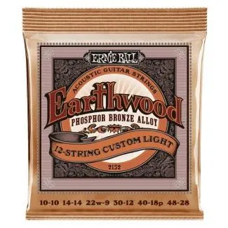 Ernie Ball Akustické kytarové struny Earthwood 12-string Custom Light, Fosfor-bronz, 10-48