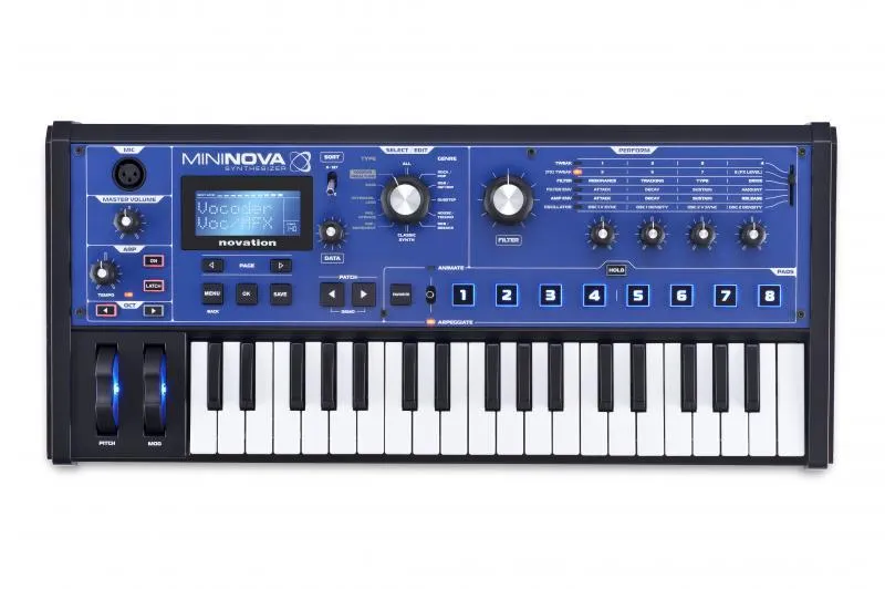 Novation MiniNova performanční syntezátor, 37 kláves, 256 zvuků, Vocoder, USB port