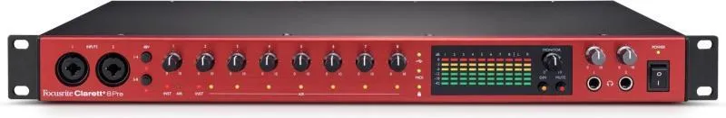 Focusrite Clarett+ 8Pre (USB-C), 8 vstupy, nízká latence, vysoká kvalita zvuku