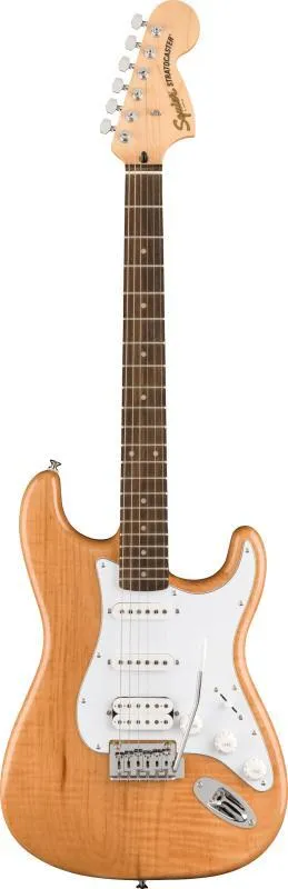 Squier Affinity Stratocaster HSS, javorová hmatník, bílý pickguard, přírodní