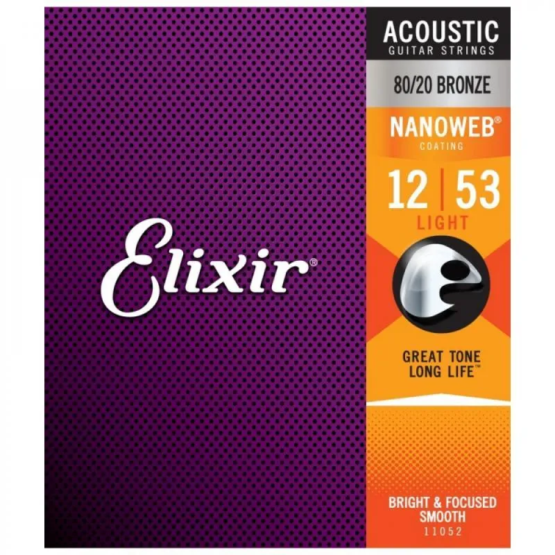 Elixir 80/20 Bronze NanoWeb akustické struny 12-53 Light