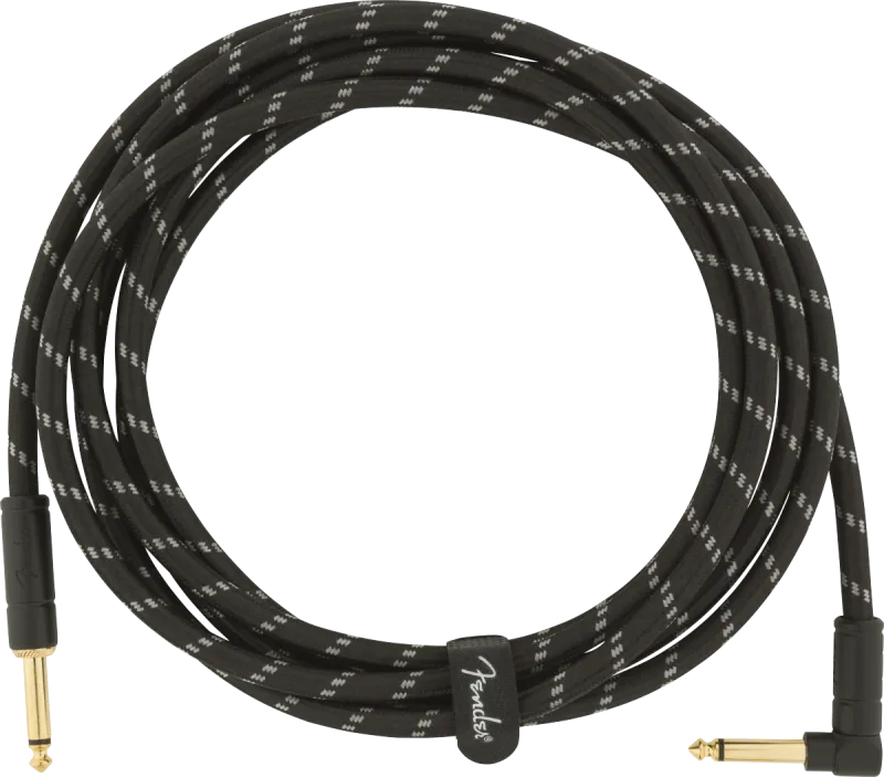 Fender Deluxe Series kabel, 3m, černý tweed, rovný-úhlový