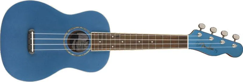 Fender Koncert ukulele dřevěný hmatník, modrá barva Lake Placid