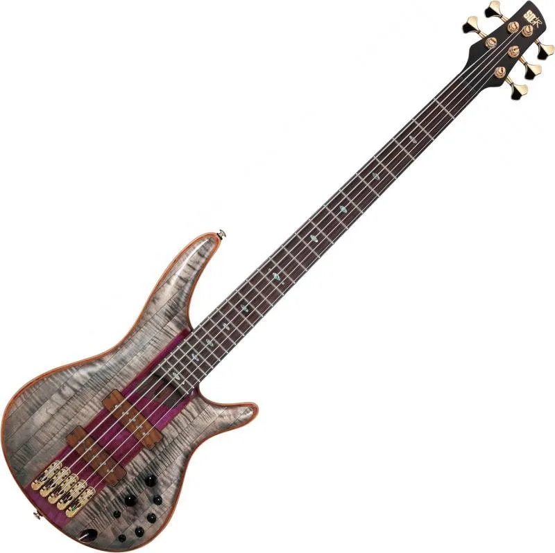 Ibanez SR 5-strunná basová kytara, černý led, zlaté hardware, včetně gig bagu