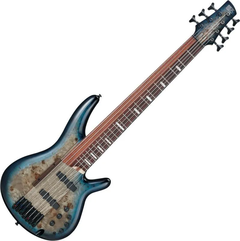Ibanez 7-strunná baskytara, modrá, s pouzdrem