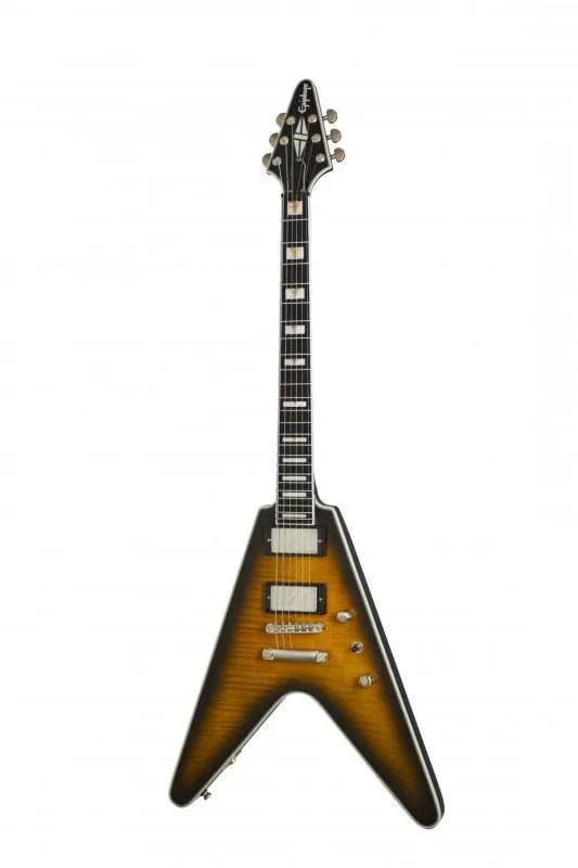 Epiphone Flying V Prophecy YTA elektrická kytara, žlutý tiger, lesklý povrch