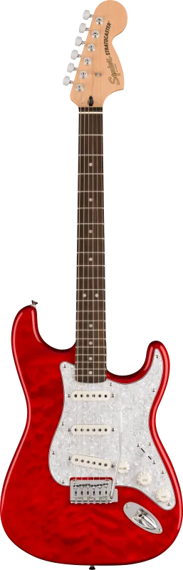 Squier FSR Affinity Stratocaster QMT, javorová hmatník, bílý pickguard