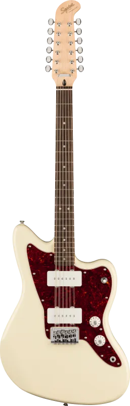 Squier Jazzmaster XII, laurová hmatník, želvovinový pickguard, olympijská bílá