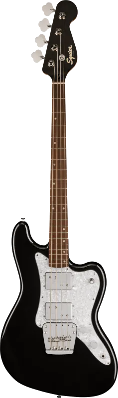 Squier Paranormal Rascal Bass HH, javorový hmatník, bílý pickguard, metalická černá