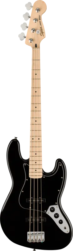 Squier Affinity Jazz Bass, Javorový hmatník, Černý pickguard, Černý