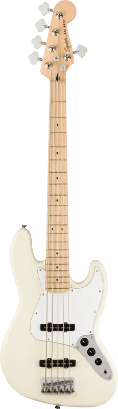 Squier Jazz Bass V Affinity Series, javorový hmatník, bílý pickguard, olympijská bílá