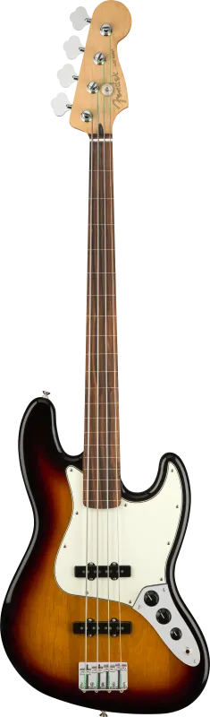 Fender Jazz Bass bezpražcový, Pau Ferro hmatník, 3-barvový sunburst