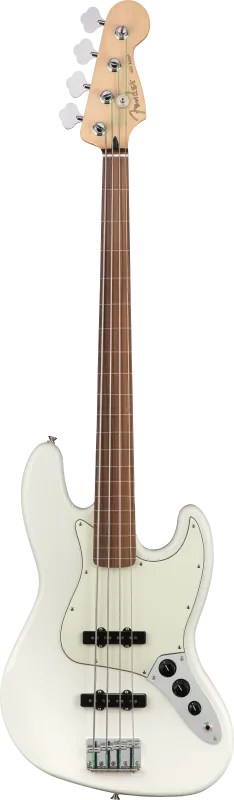 Fender Jazz Bass bezpražcový, Pau Ferro hmatník, Polární bílá