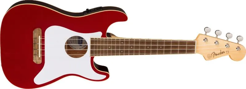 Fender Koncert ukulele, ořechový hmatník, bílý pickguard, Candy Apple Red