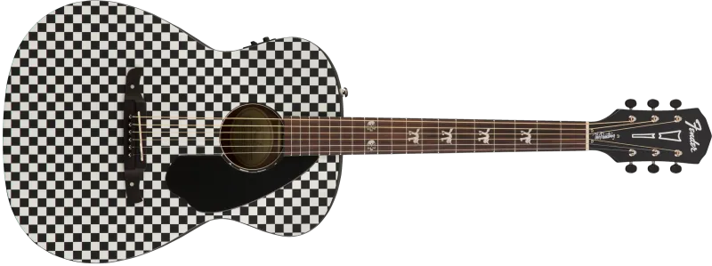 Fender Elektroakustická kytara Tim Armstrong Hellcat, ořechový hmatník, kostkovaný design