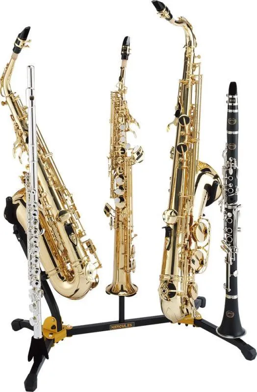 Hercules Stojan na dechové nástroje pro 5 nástrojů (alt/tenor, soprán saxofon, flétna/klarnet)