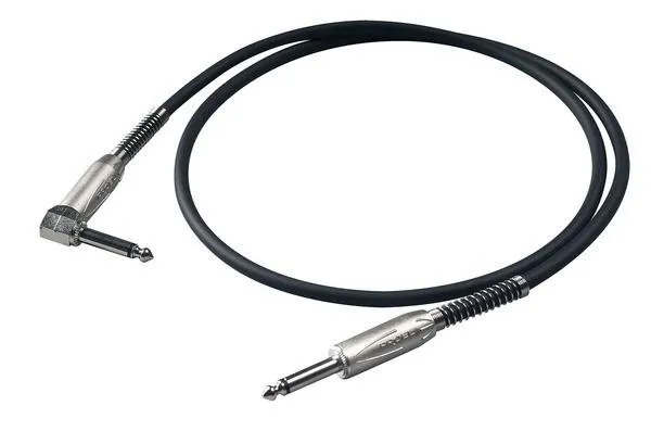 Proel Kabel nástrojový 3 m, 6,3 mm mono jack, 6,3 mm mono úhlový jack