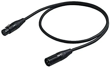 Proel DMX kabel 3 m, 3P DMX512, černý, Yongsheng XLR 3PF a 3PM