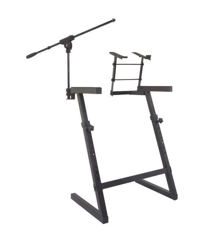 PROEL Klávesový stojan s mikrofonním stojanem a držákem na laptop, černý, max: 30 kg