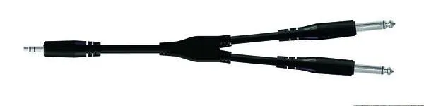 Proel Y kabel 3 m, 3,5 mm stereo jack - 2 x 6,3 mm mono jack, černý