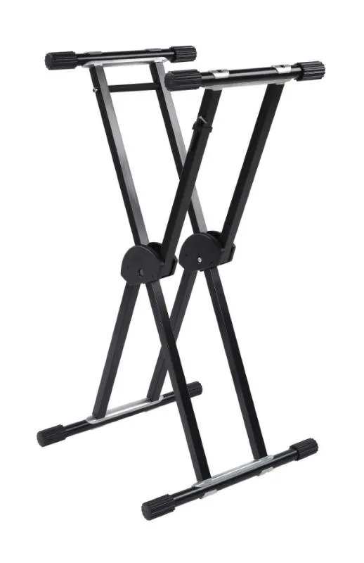 DH klávesový stojan, dvojitý, 5 výškových nastavení, šedý, max. 90 kg