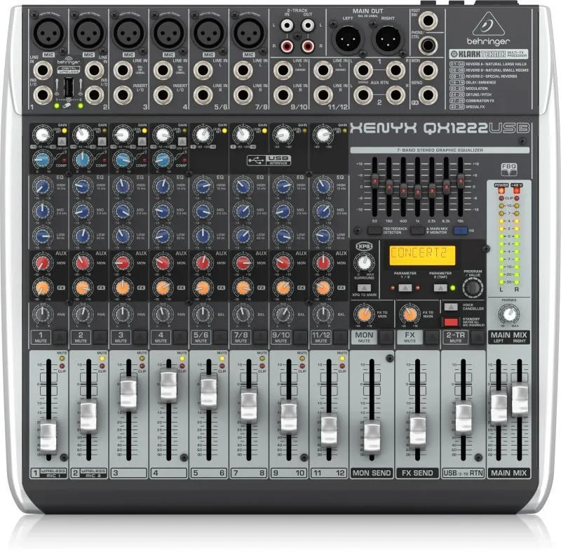 Behringer mixážní pult, analogový, 16 vstupů, USB, mikrofonní předzesilovač