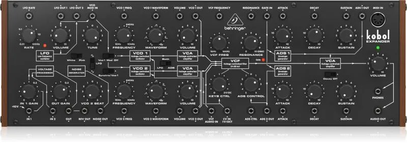 Behringer syntezátor, analogový, polomodulární, formát Eurorack