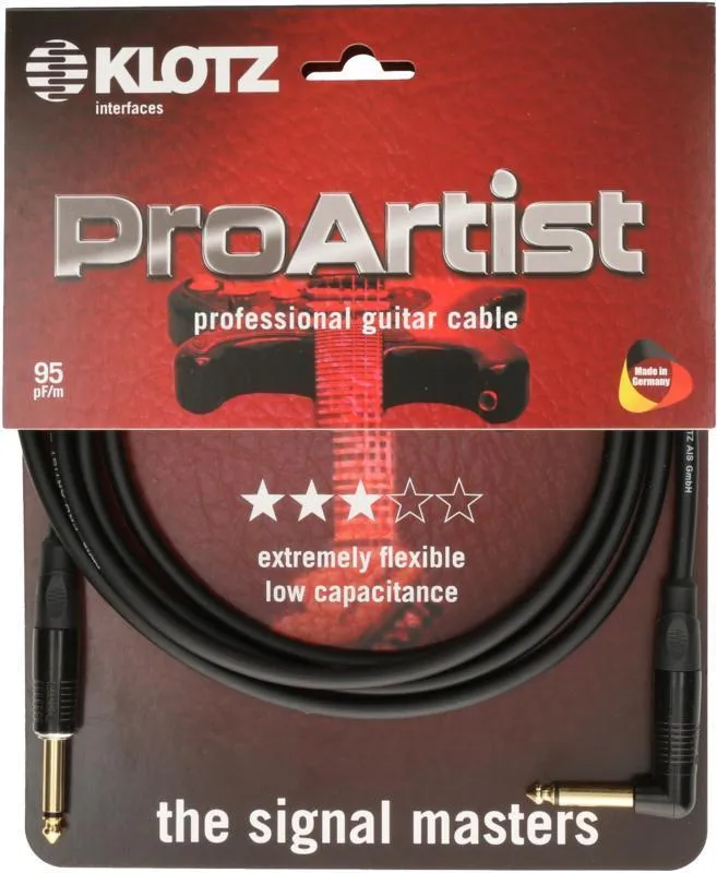 Klotz PRO ARTIST kytarový kabel, kovové konektory, pozlacené kontakty - 9m