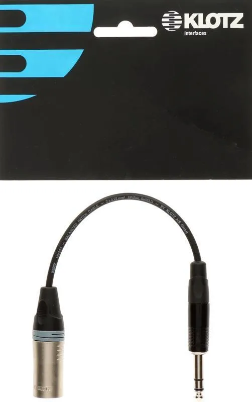 Klotz XLR adaptér, 3p samec na 6,35 mm jack, 0,2m