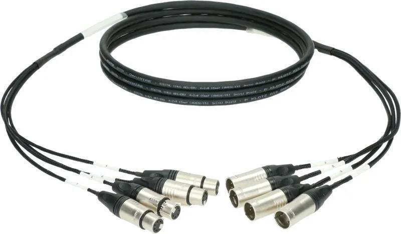 Klotz DMX kabel 4 kanály, 4 x XLR 5p samec, 4 x XLR 5p samice, 9m