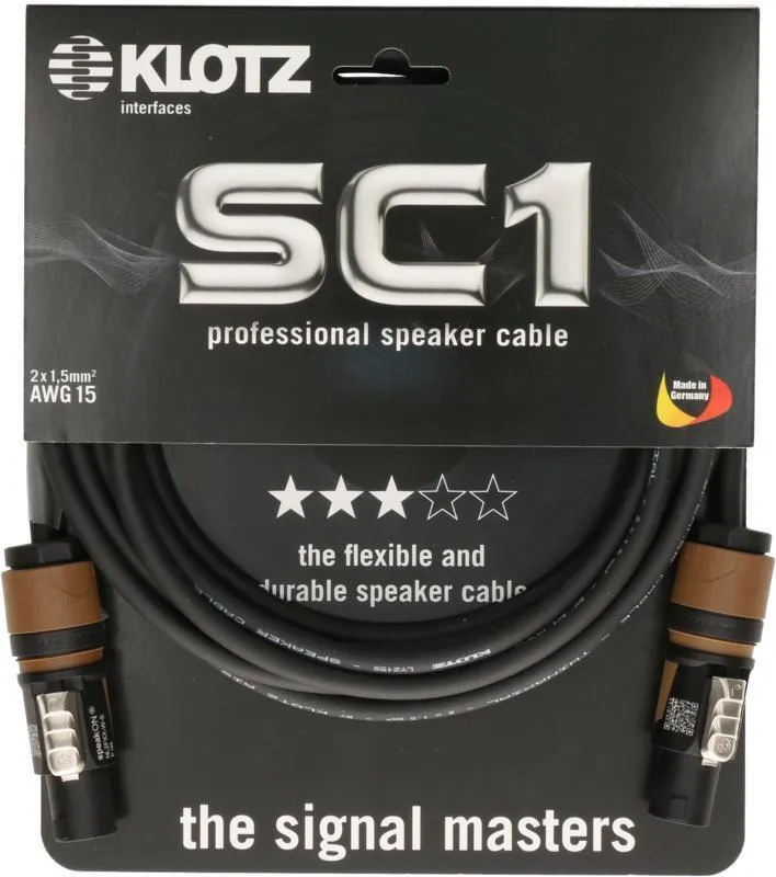 Klotz kabel speakON 2p, 2 x 1,5 mm², PVC, 1m