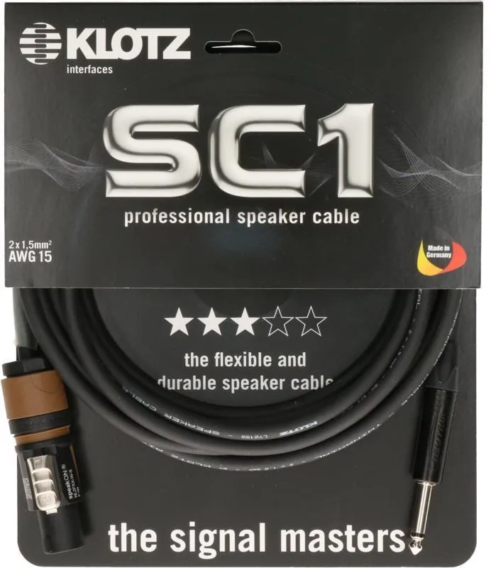 Klotz IM kabel 2 x 1,5 mm² speakON 2p matka - jack 2p otec - 1m