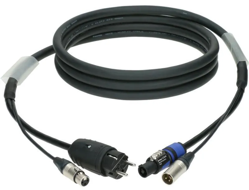 Klotz hybridní kabel 3G2.5, XLR 3p + Schuko => powerCON, 10m