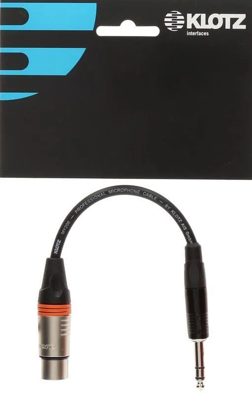 Klotz XLR adaptér 3p - TRS 6,35 mm, 0,2m