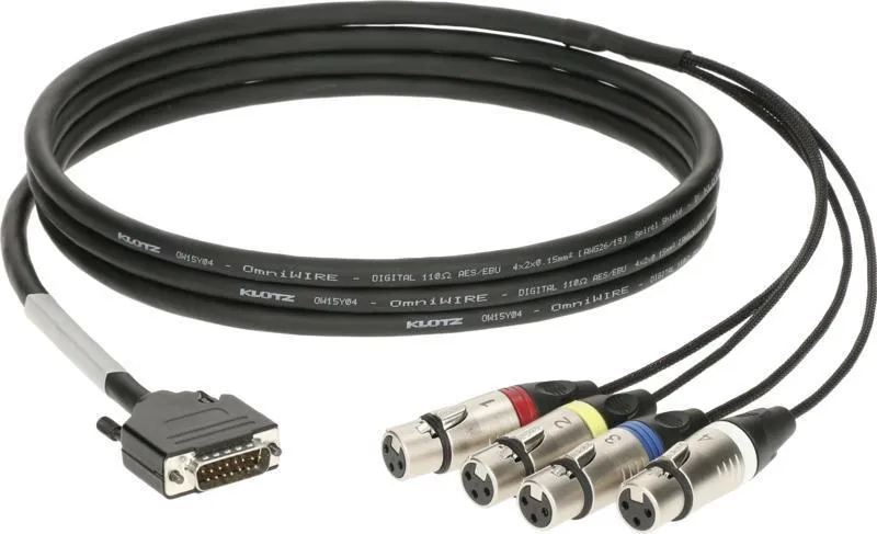 Klotz CATLink RACK breakout kabel 4 kanály D-Sub 15p - 4 x XLR 3p - 1,2m