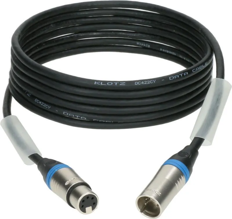 Klotz DMX kabel 15m, dvojité stínění, XLR 5p, nikel, všechny piny připojeny