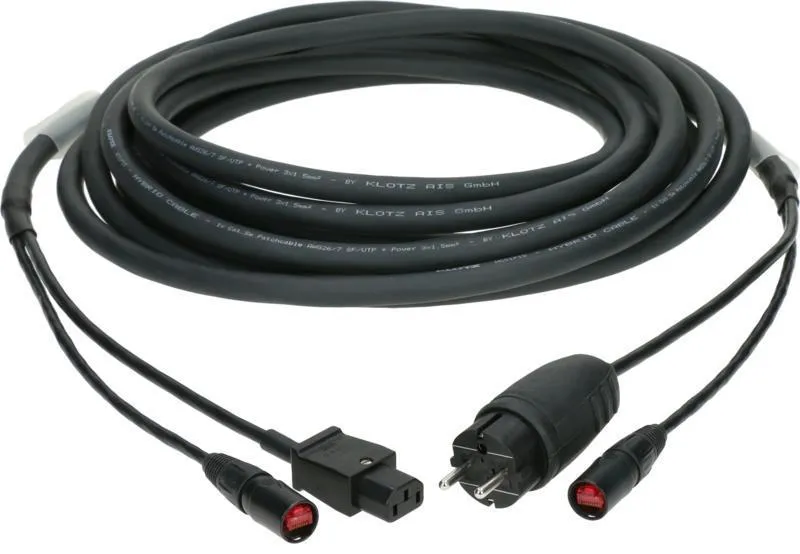 Klotz hybridní kabel CAT5e a napájení 1 x etherCON + Schuko => 1 x etherCON + IEC - 40m