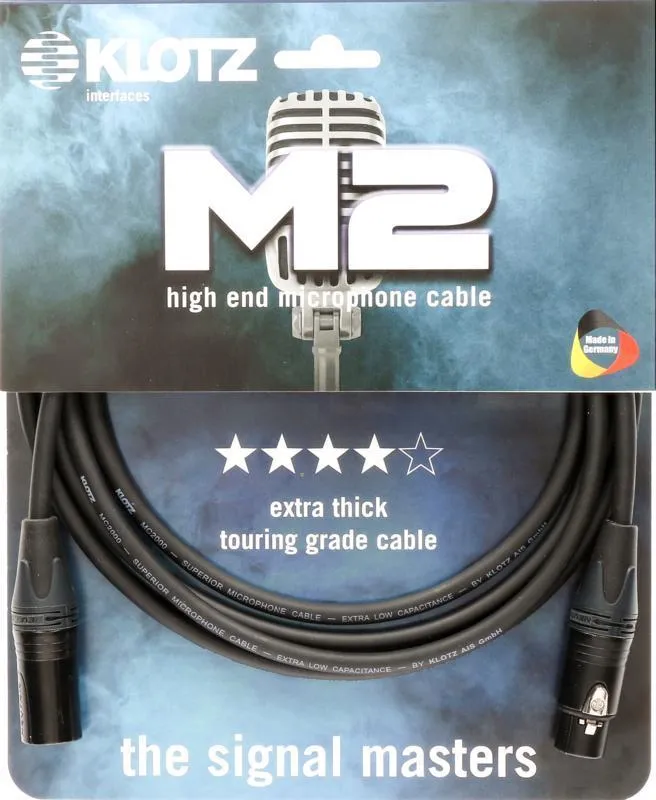 Klotz M2 mikrofonní kabel, silný vnější plášť, Neutrik XLR, 1m