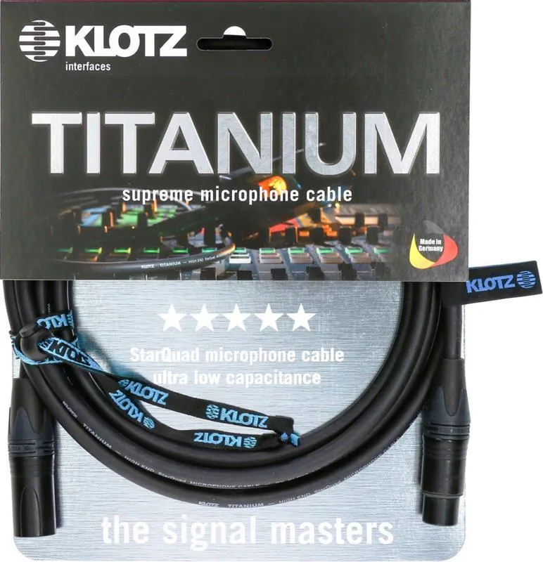 Klotz mikrofonní kabel TITANIUM StarQuad, Neutrik XLR, zlaté konektory, 7,5m