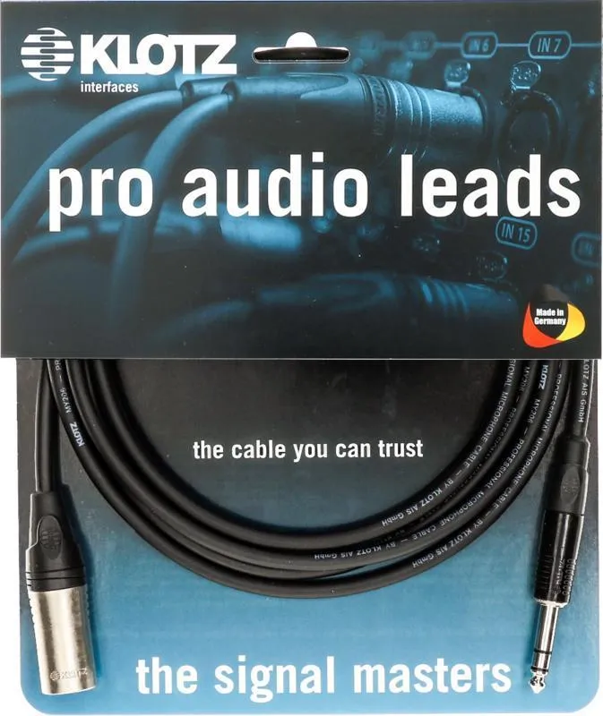 Klotz kabel - XLR samec, jack samec, 2m