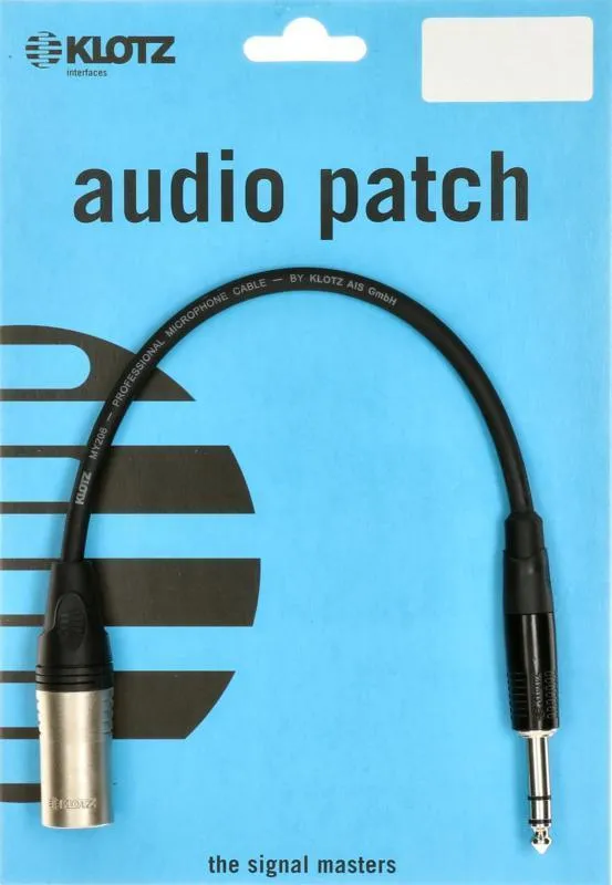 Klotz kabel XLR samec - jack samec, 0,3m